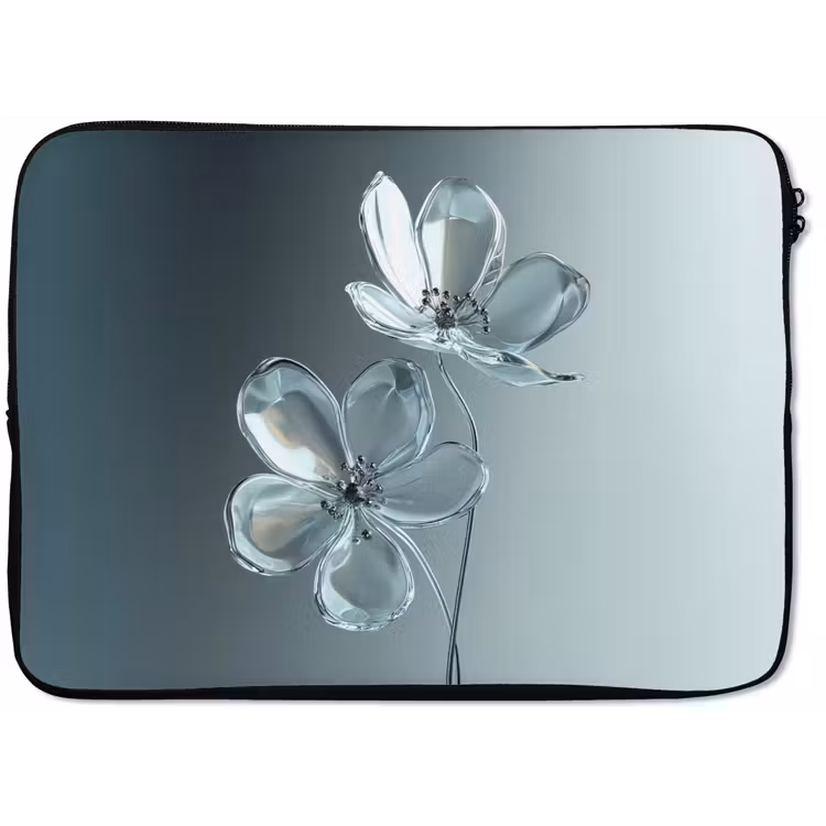 Kristal - Bloemen - Grijs laptophoes neopreen klein -zkaufland3dotto