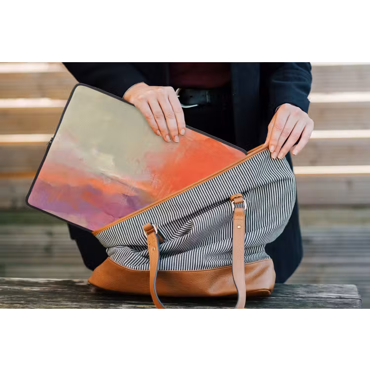 Kunst - Vloeiend - Overgangen - Oranje laptophoes neopreen klein -tas