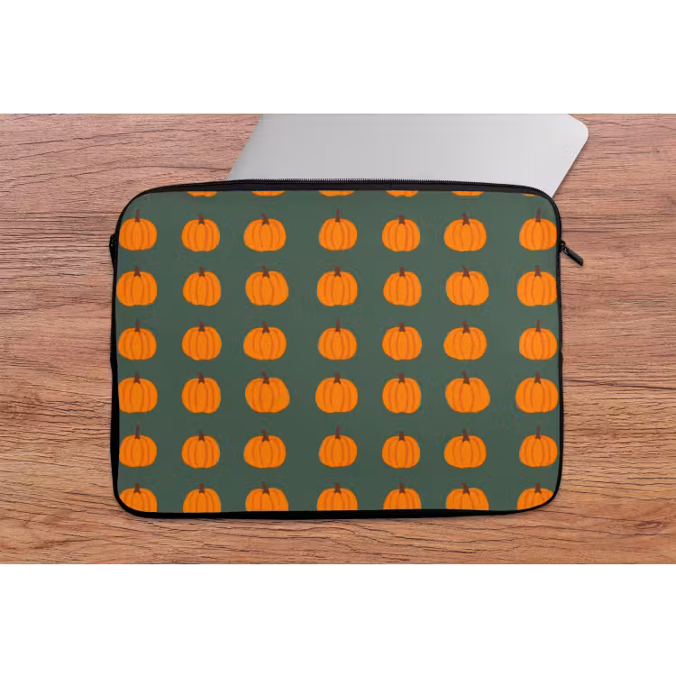 Pompoen - Patroon - Oranje laptophoes neopreen klein 279 -tafel