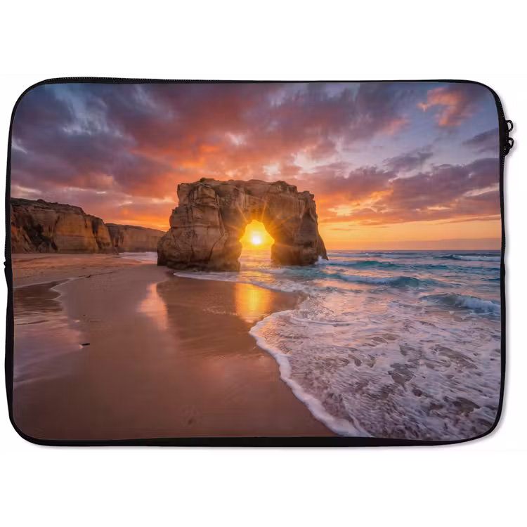 Kust - Rots - Zonsondergang - Zee - Natuur laptophoes neopreen klein -zkaufland3dotto
