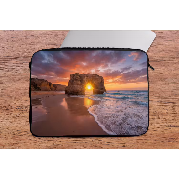 Kust - Rots - Zonsondergang - Zee - Natuur laptophoes neopreen klein -tafel