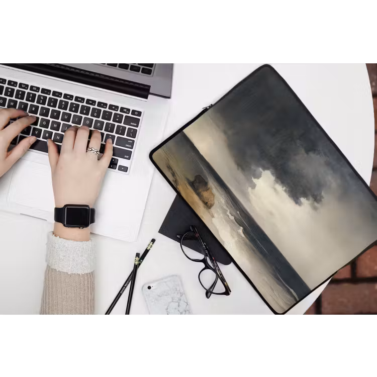 Kust - Golven - Rots - Storm laptophoes neopreen klein -bureau