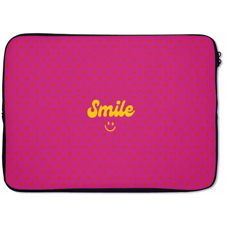 Smile - Stippen - Roze laptophoes neopreen klein -zkaufland3dotto