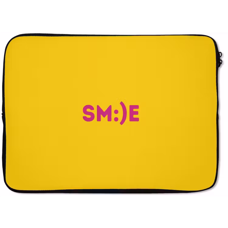 Smile - Roze - Geel laptophoes neopreen klein -zkaufland3dotto