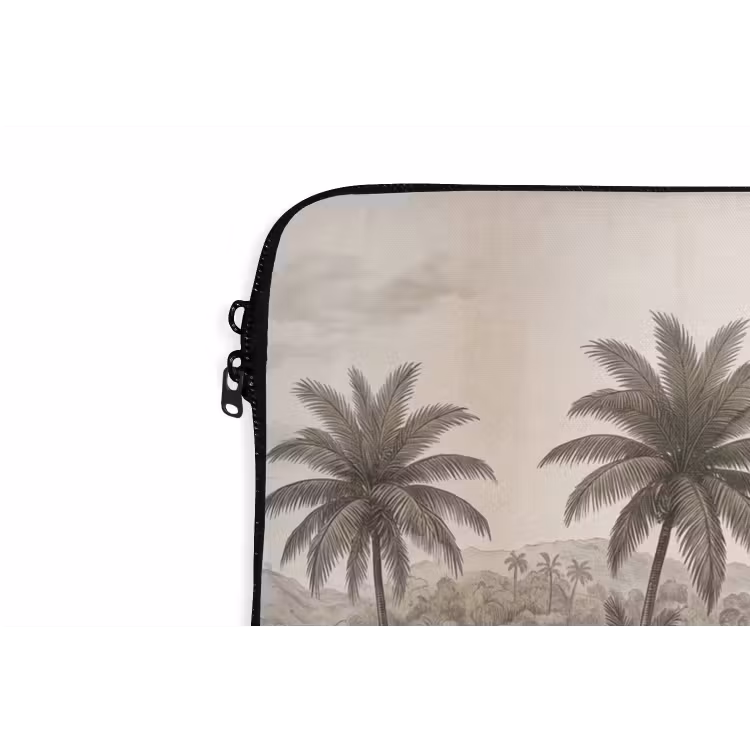 Landschap - Rivier - Boot - Tropisch - Vintage laptophoes neopreen klein -detail