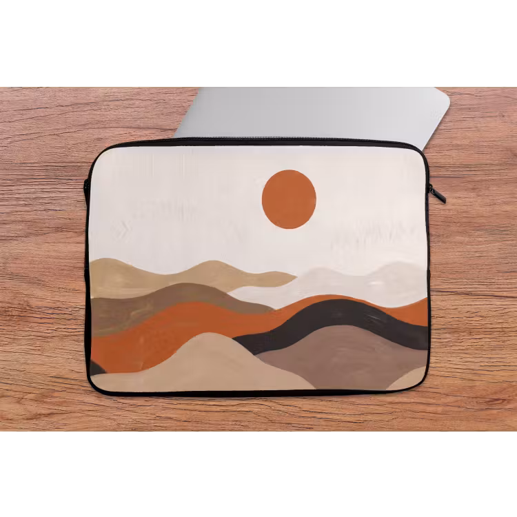 Landschap - Heuvels - Zon - Abstract - Oranje laptophoes neopreen klein -tafel
