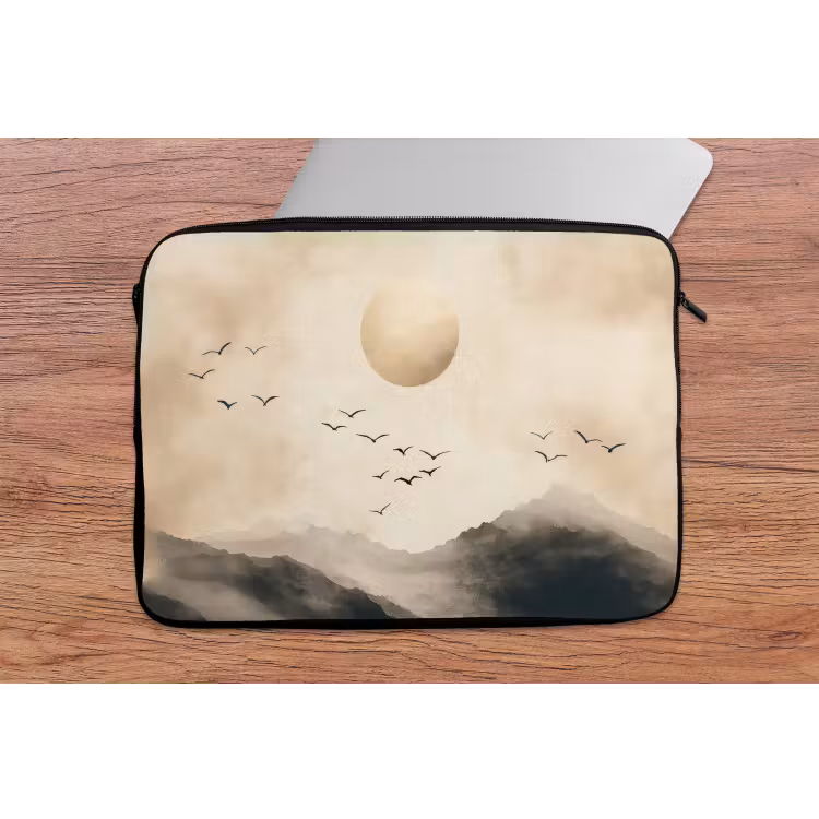 Landschap - Japandi - vogel laptophoes neopreen klein -tafel