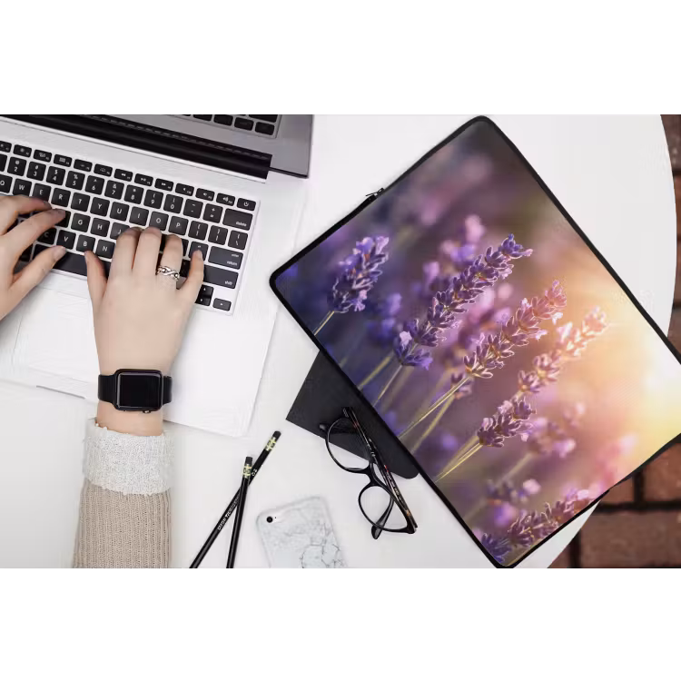 Lavendelbloemen - Paars - Zonlicht laptophoes neopreen klein -bureau
