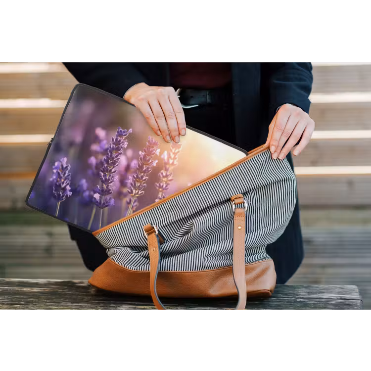 Lavendelbloemen - Paars - Zonlicht laptophoes neopreen klein -tas