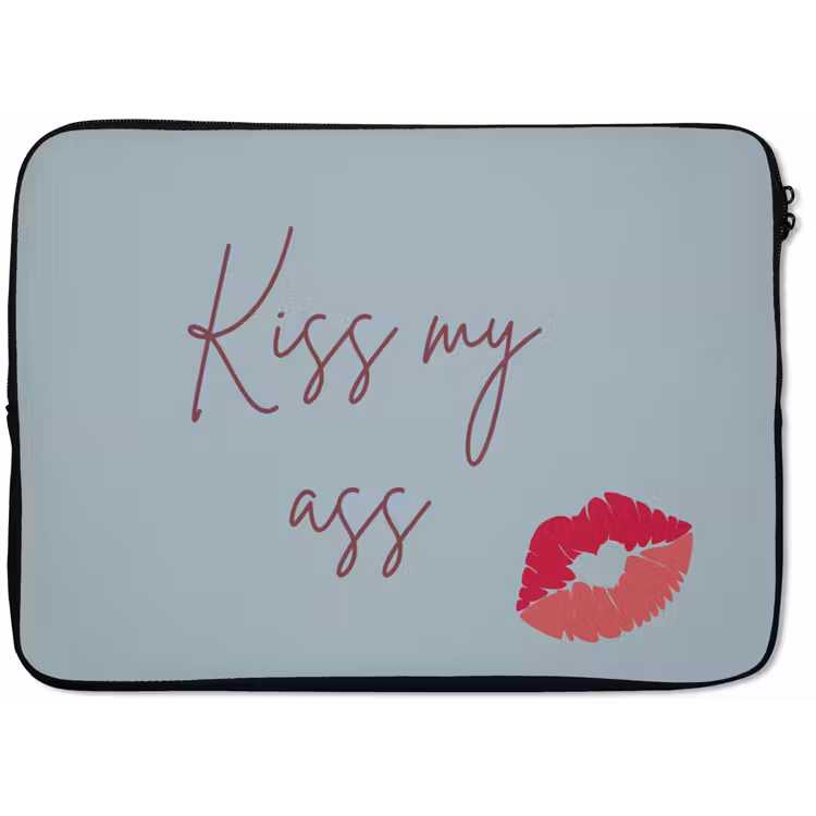 Kiss my ass - Lip - Blauw laptophoes neopreen klein -zkaufland3dotto