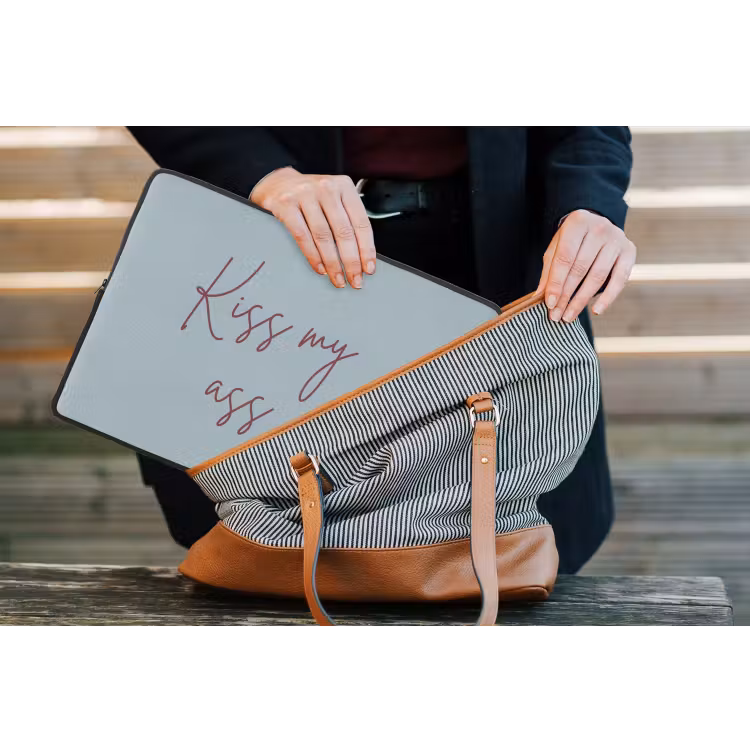 Kiss my ass - Lip - Blauw laptophoes neopreen klein -tas