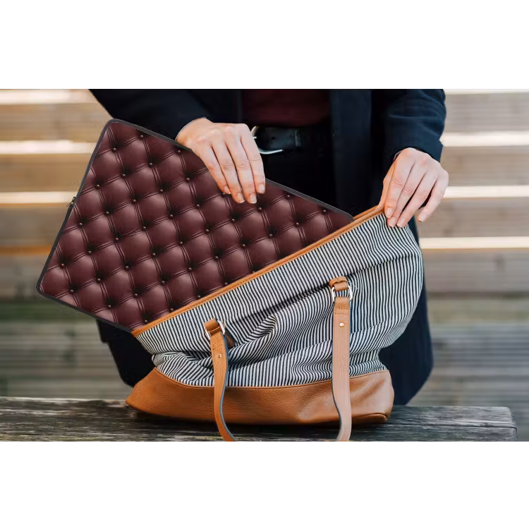 Leer - Patroon - Bordeaux laptophoes neopreen klein 279 -tas