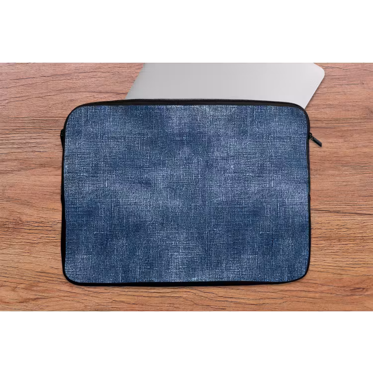 Linnen - Textuur - Patroon - Denim - Rustiek laptophoes neopreen klein 279 -tafel