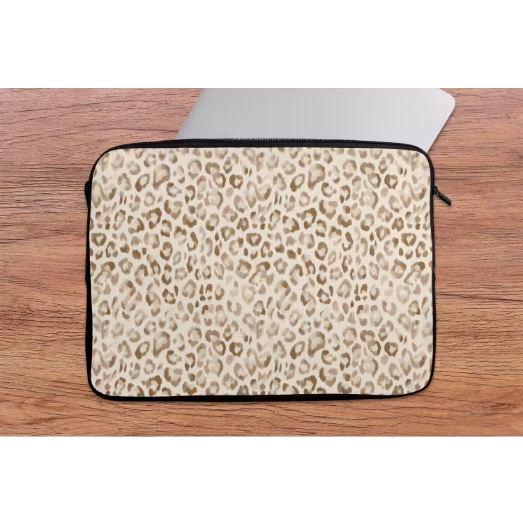 Luipaard - Klassiek - Beige laptophoes neopreen klein 279 -tafel