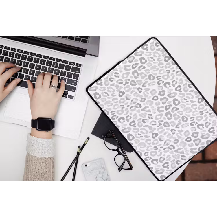 Luipaard - Motief - Grijs laptophoes neopreen klein 279 -bureau
