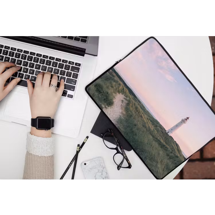 Vuurtoren - Duinlandschap - Zee laptophoes neopreen klein -bureau