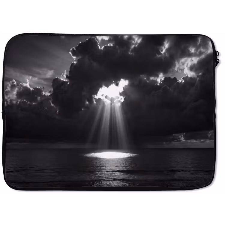 Licht - Wolken - Zee - Zwart-wit - Natuur laptophoes neopreen klein -zkaufland3dotto