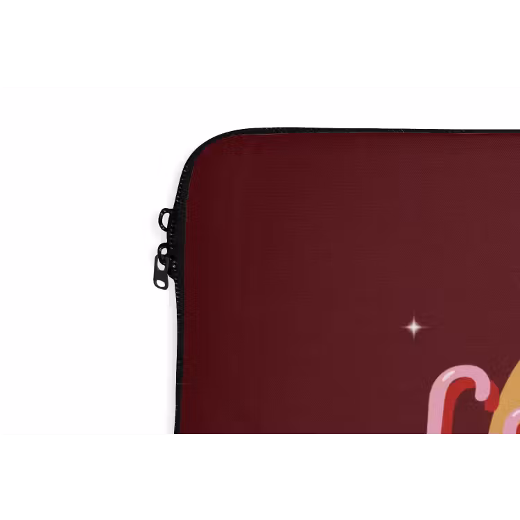 love your damn self - Cirkel - Glitter - Rood laptophoes neopreen klein -detail