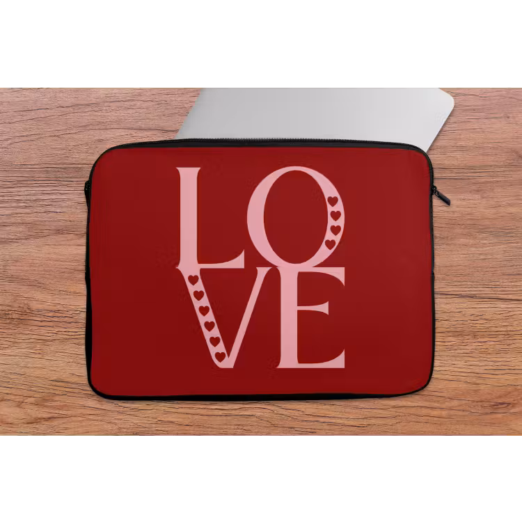 Love - Rood - Hatjes laptophoes neopreen klein -tafel