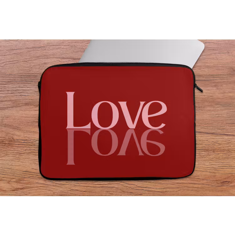 Love - Spiegeling - Rood laptophoes neopreen klein -tafel