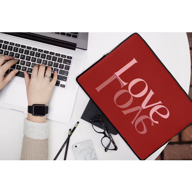 Love - Spiegeling - Rood laptophoes neopreen klein -bureau