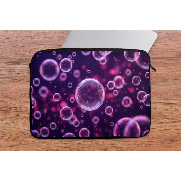 Paars - Bubbels - Schuim laptophoes neopreen klein -tafel