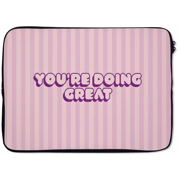 Paars - Strepen - You're doing great - Schaduw laptophoes neopreen klein -zkaufland3dotto