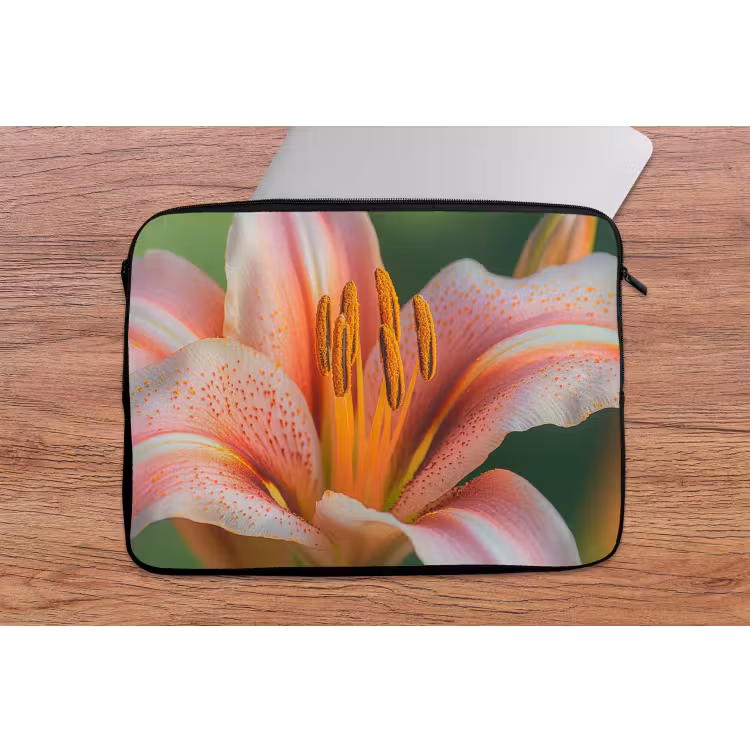 Lelie - Close up - Lichtroze laptophoes neopreen klein -tafel