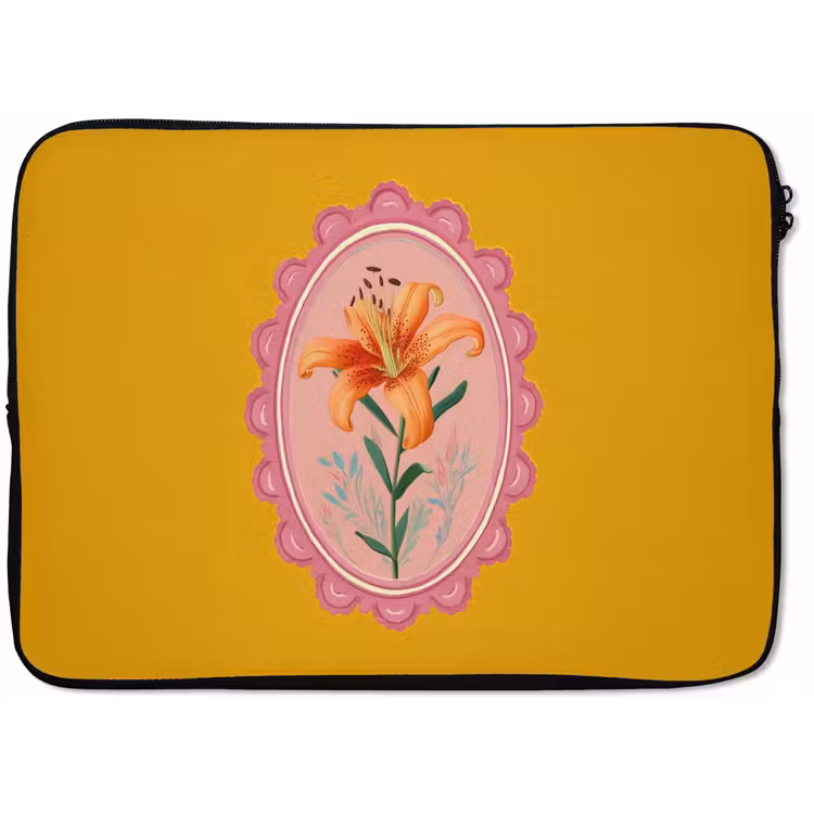 Lelie - Oranje - Lijst - Ovaal laptophoes neopreen klein -zkaufland3dotto