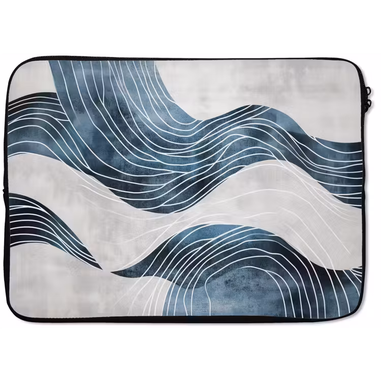 Lijnen - Golven - Abstract - Blauw laptophoes neopreen klein -zkaufland3dotto