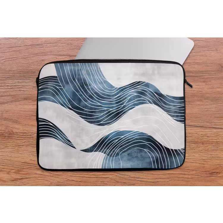 Lijnen - Golven - Abstract - Blauw laptophoes neopreen klein -tafel