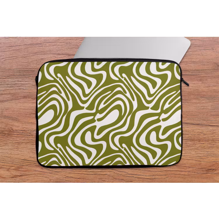 Lijnpatroon - Groen - Organisch laptophoes neopreen klein 279 -tafel