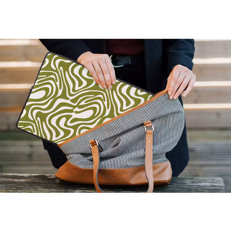 Lijnpatroon - Groen - Organisch laptophoes neopreen klein 279 -tas