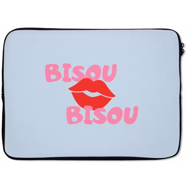Lippen - Bisou - Blauw laptophoes neopreen klein -zkaufland3dotto
