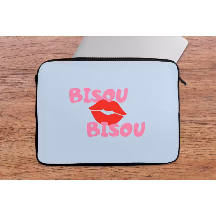 Lippen - Bisou - Blauw laptophoes neopreen klein -tafel