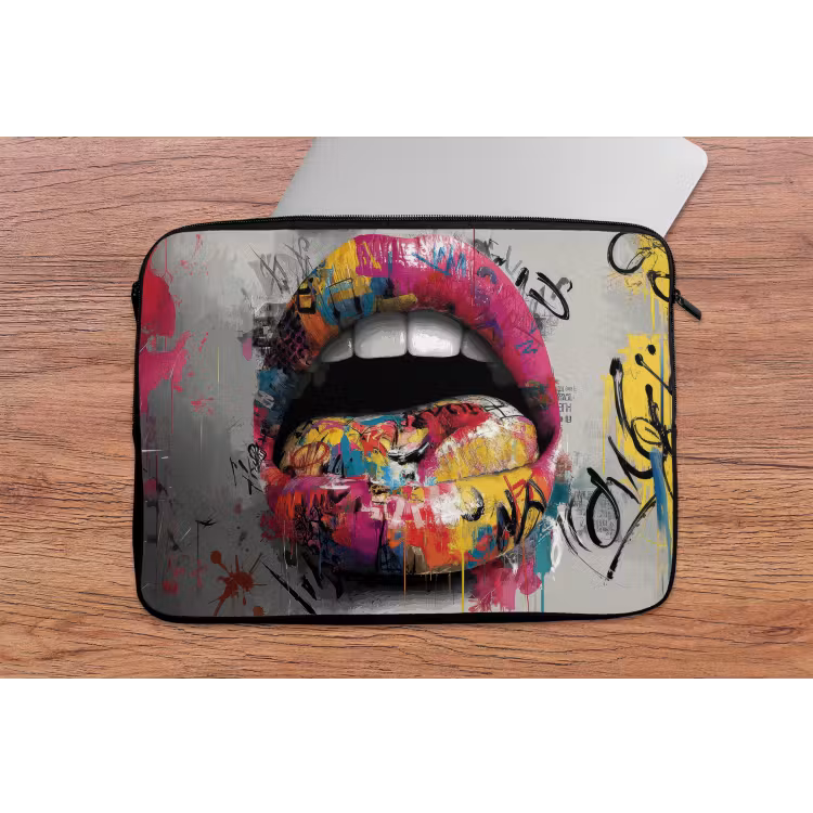 Lippen - Graffiti - Expressief laptophoes neopreen klein -tafel