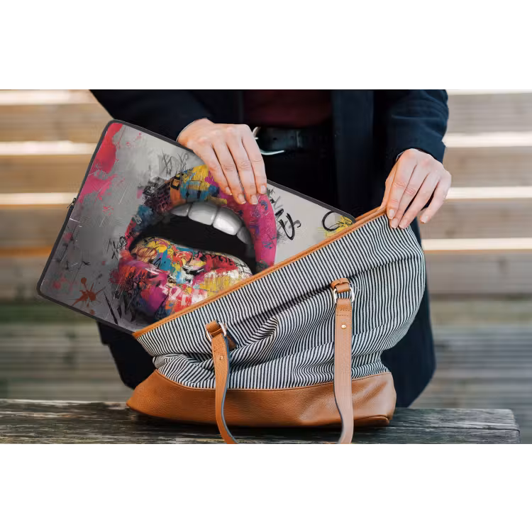 Lippen - Graffiti - Expressief laptophoes neopreen klein -tas
