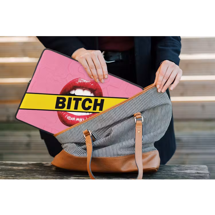 Lippen - Tekst - Kleurrijk laptophoes neopreen klein -tas