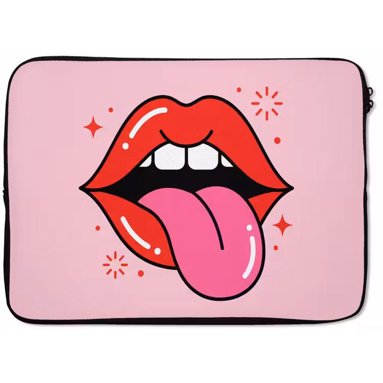 Lippen - Tong - Pop-art - Kleurrijk - Roze laptophoes neopreen klein -zkaufland3dotto