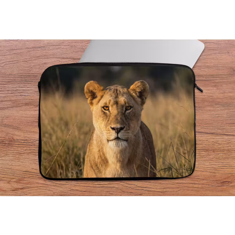 Leeuwin - Gras - Geel laptophoes neopreen klein -tafel