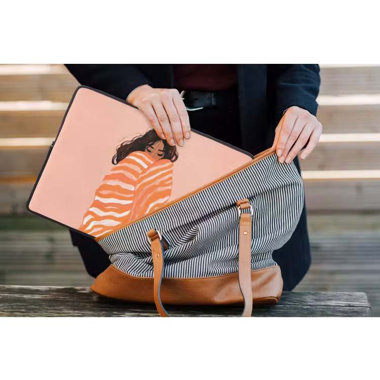 Meisje - Deken - Gestreept - Oranje laptophoes neopreen klein -tas