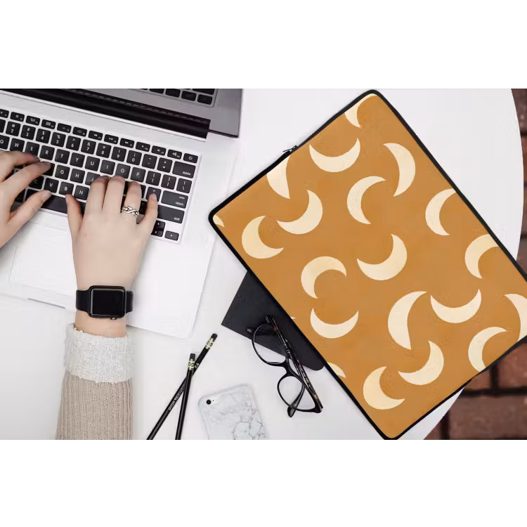 Manen - Patroon - Oker laptophoes neopreen klein 279 -bureau