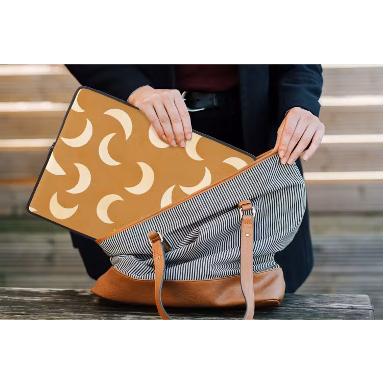 Manen - Patroon - Oker laptophoes neopreen klein 279 -tas