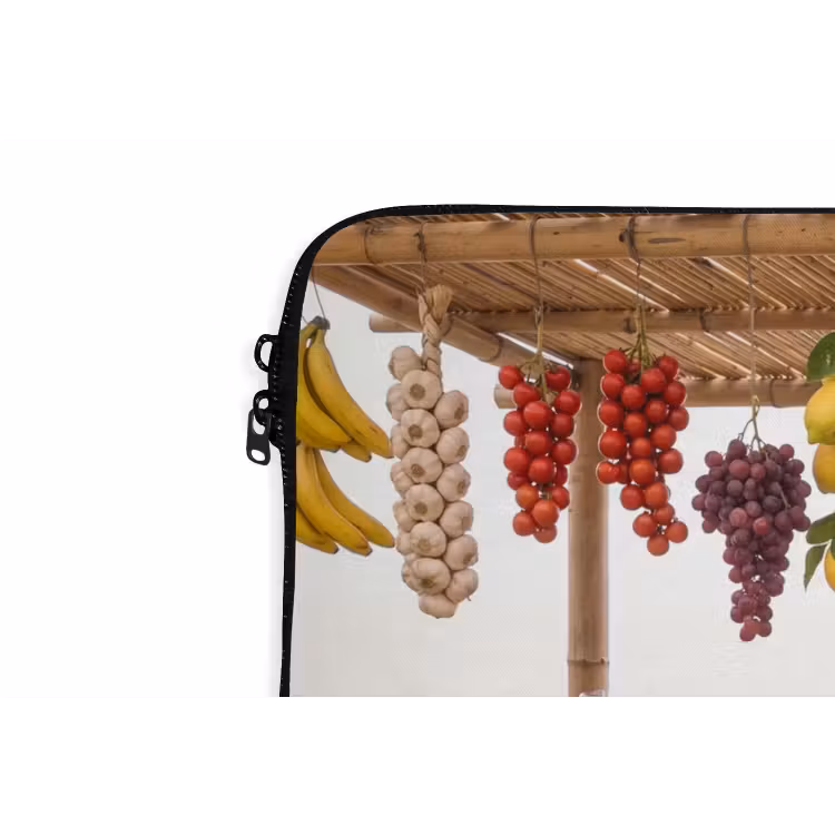 Laptop hülle - Marktstand – Obst – Frisch - Marktkraam - Fruit - Vers laptophoes neopreen klein