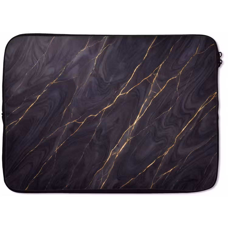 Marmer - Goudaders - Abstract - Modern - Zwart laptophoes neopreen klein -zkaufland3dotto