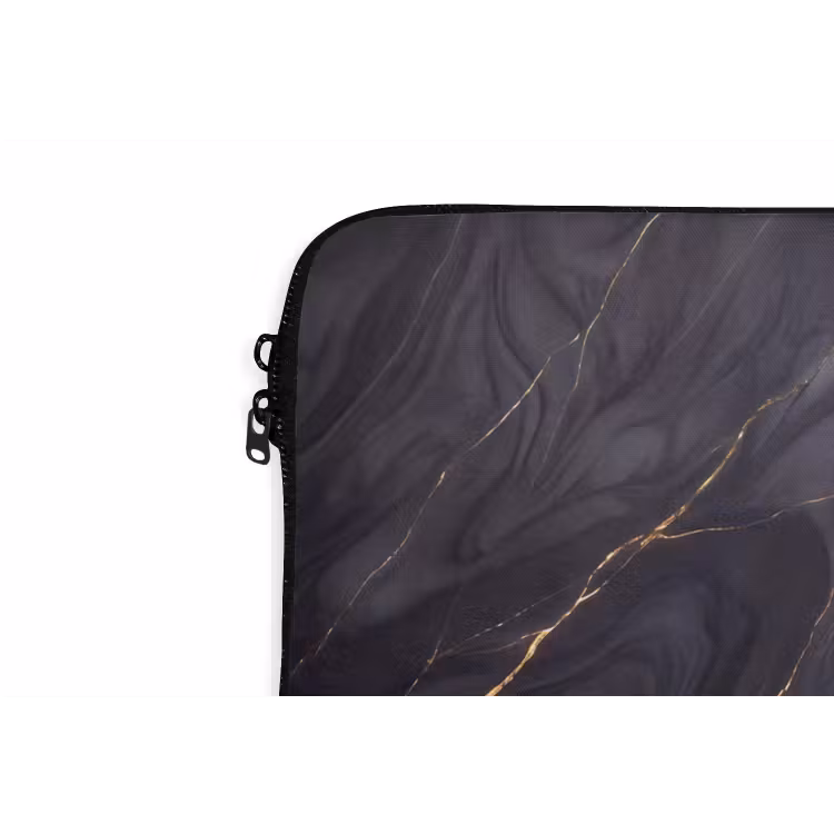 Marmer - Goudaders - Abstract - Modern - Zwart laptophoes neopreen klein -detail