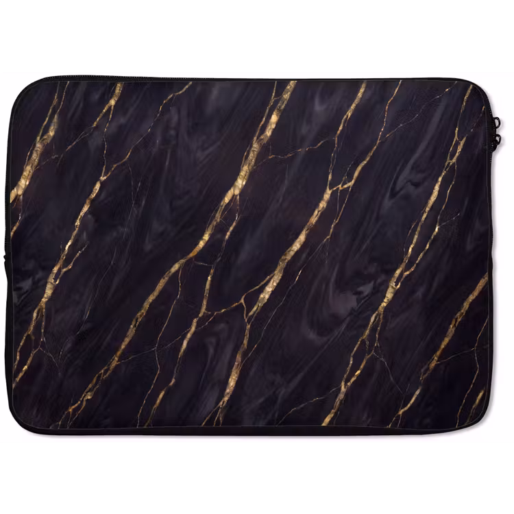 Marmer - Gouden aders - Abstract - Zwart laptophoes neopreen klein -zkaufland3dotto