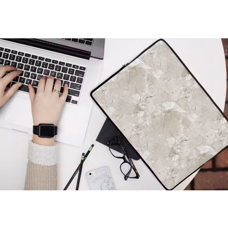 Marmer - Grijs - Aders laptophoes neopreen klein 279 -bureau