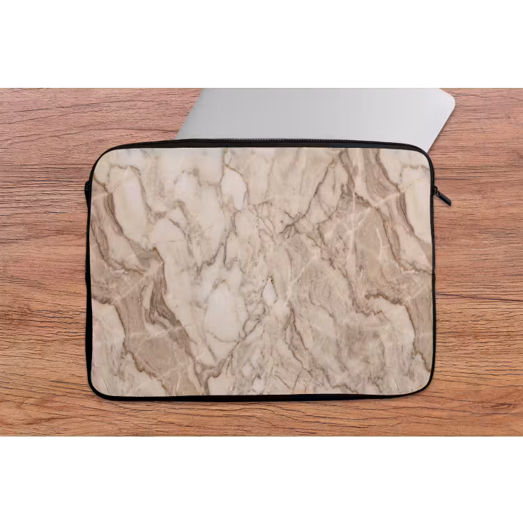 Marmer - Aderen - Textuur - Beige - Modern laptophoes neopreen klein -tafel