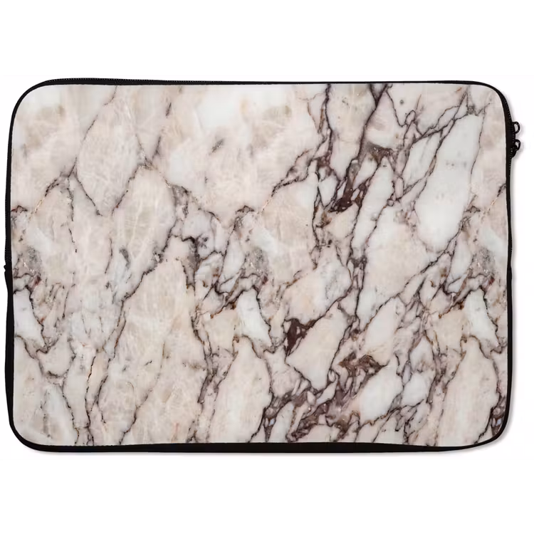 Marmer - Textuur - Abstract - Wit - Bruin laptophoes neopreen klein -zkaufland3dotto